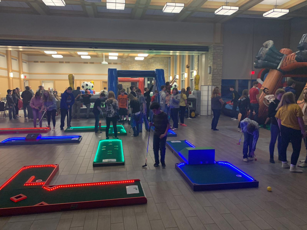 glow mini golf rental setup for parties and events